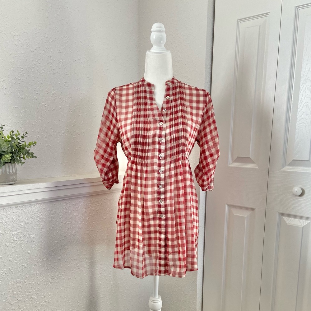 5 for $25.  American Rag gingham checks tie blouse red and white size small